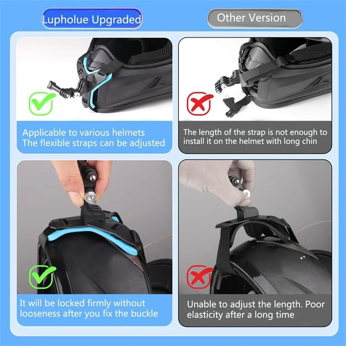4-in-1 Motorcycle Helmet Chin Strap Mount Compatible with GoPro Insta 360 Session - Blue - 5