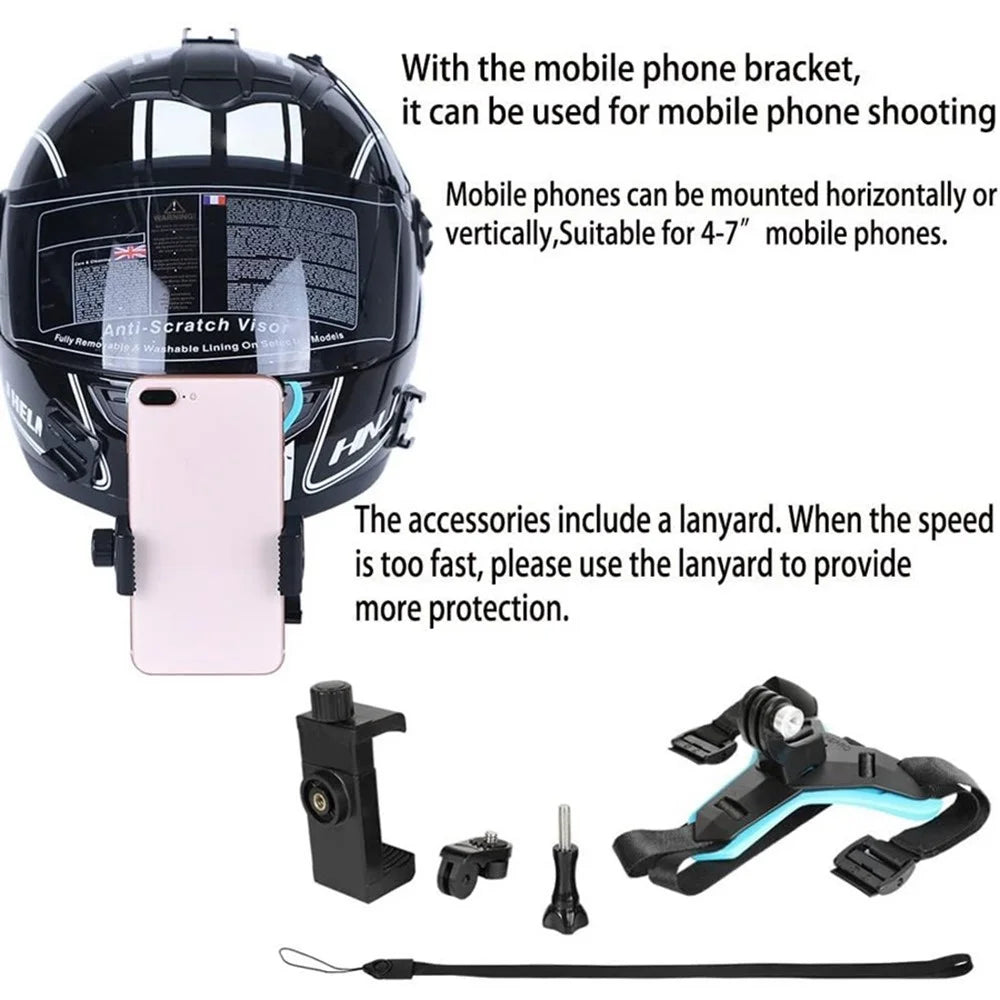 5-in-1 Motorcycle Helmet Chin Mount Claw Clamp Body Strap Cycling Accessories for GoPro - 6