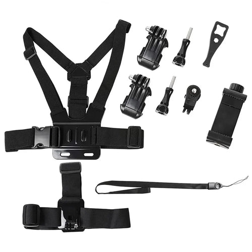 Universal Camera Chest Head Mount Strap Plastic+Alloy+Nylon Phone Clip Holder Bracket - 1