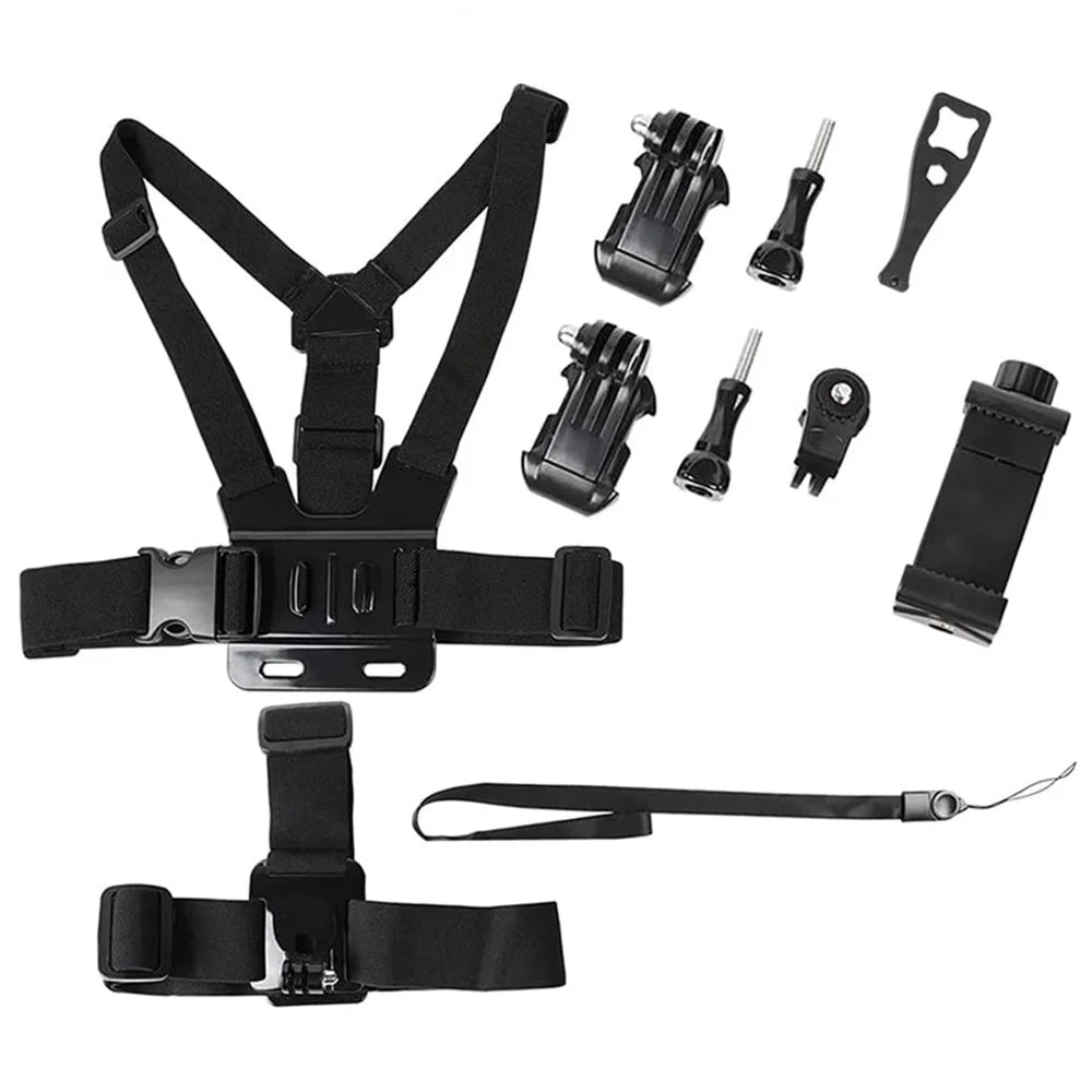 Universal Camera Chest Head Mount Strap Plastic+Alloy+Nylon Phone Clip Holder Bracket - 1