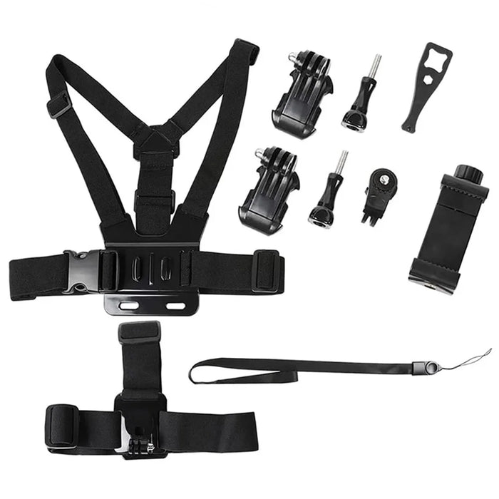 Universal Camera Chest Head Mount Strap Plastic+Alloy+Nylon Phone Clip Holder Bracket - 1