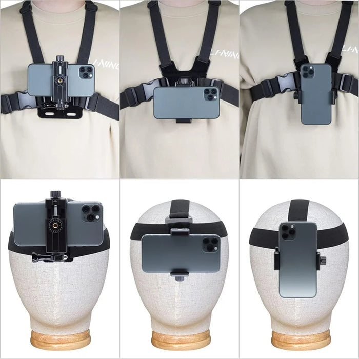 Universal Camera Chest Head Mount Strap Plastic+Alloy+Nylon Phone Clip Holder Bracket - 4