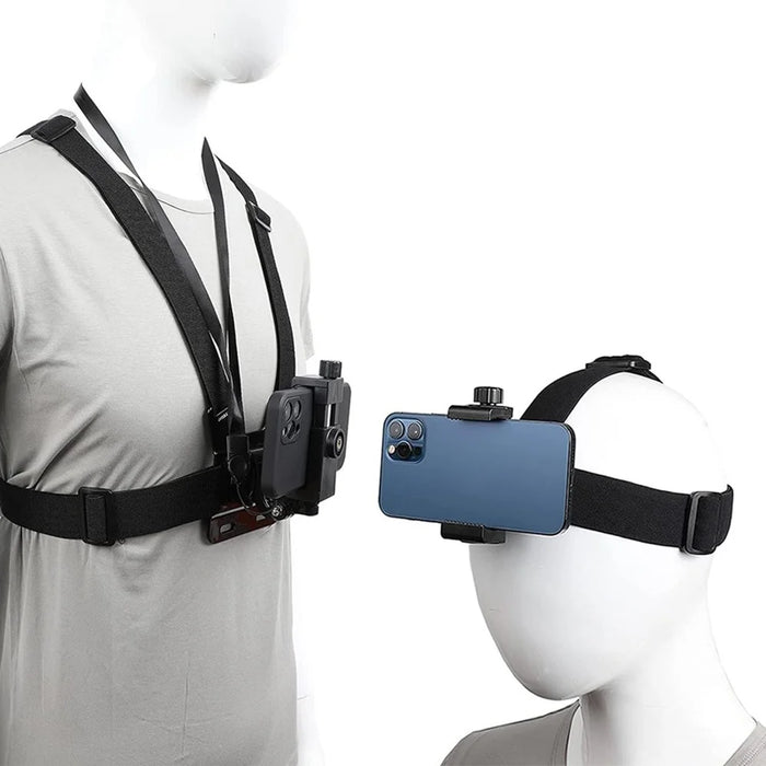 Universal Camera Chest Head Mount Strap Plastic+Alloy+Nylon Phone Clip Holder Bracket - 6