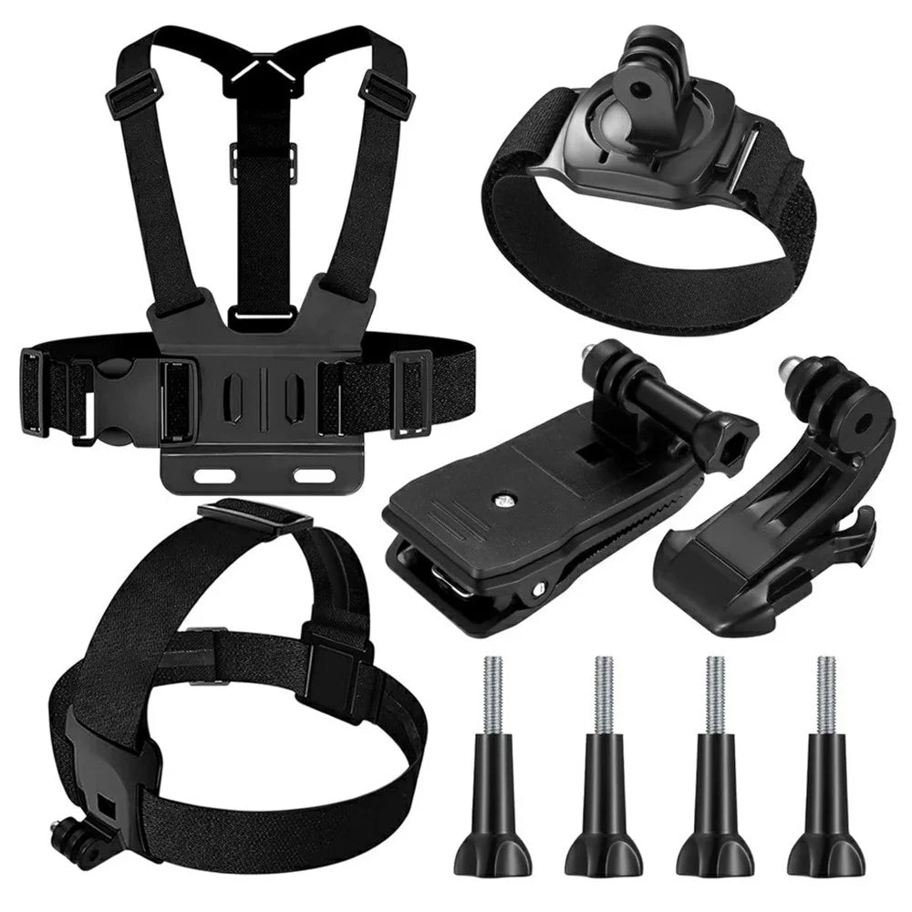For GoPro Hero 9 / 8 / 7 / 6 / 5 9-in-1 Chest Strap Head Strap J-hook Base Sports Camera Accessories Kit - 1