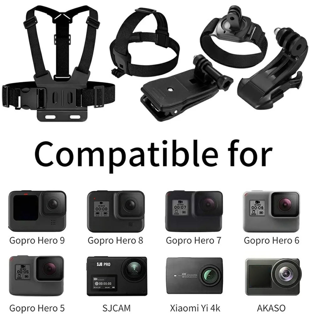 For GoPro Hero 9 / 8 / 7 / 6 / 5 9-in-1 Chest Strap Head Strap J-hook Base Sports Camera Accessories Kit - 2