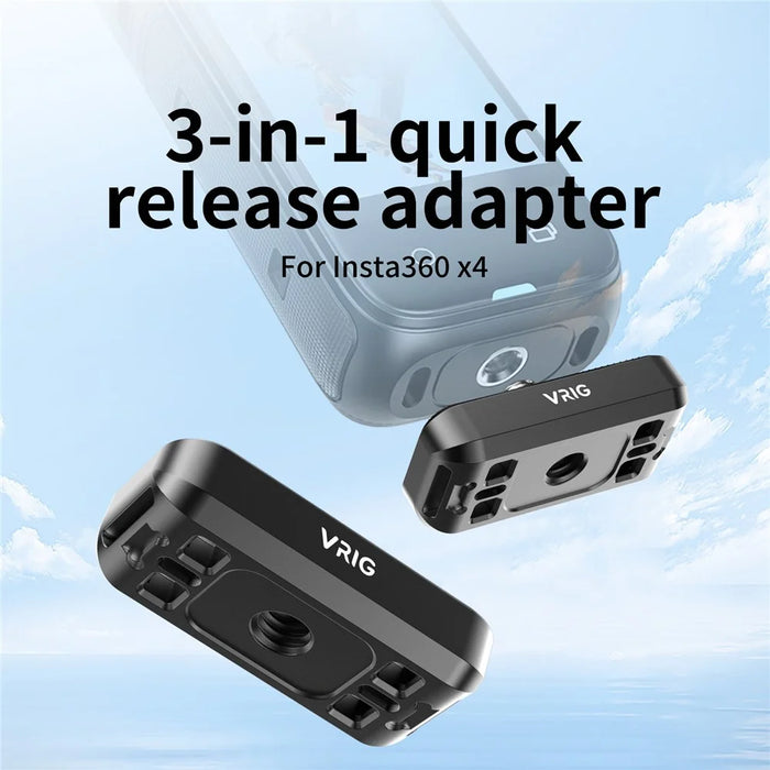 VRIG For Insta360 X4 Camera Adapter Metal Base Connector with ACE+1 / 4 Inch+For DJI-AC 3-In-1 Interfaces - 2