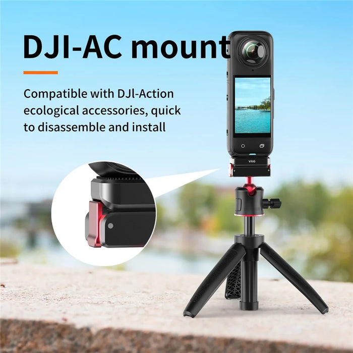 VRIG For Insta360 X4 Camera Adapter Metal Base Connector with ACE+1 / 4 Inch+For DJI-AC 3-In-1 Interfaces - 4