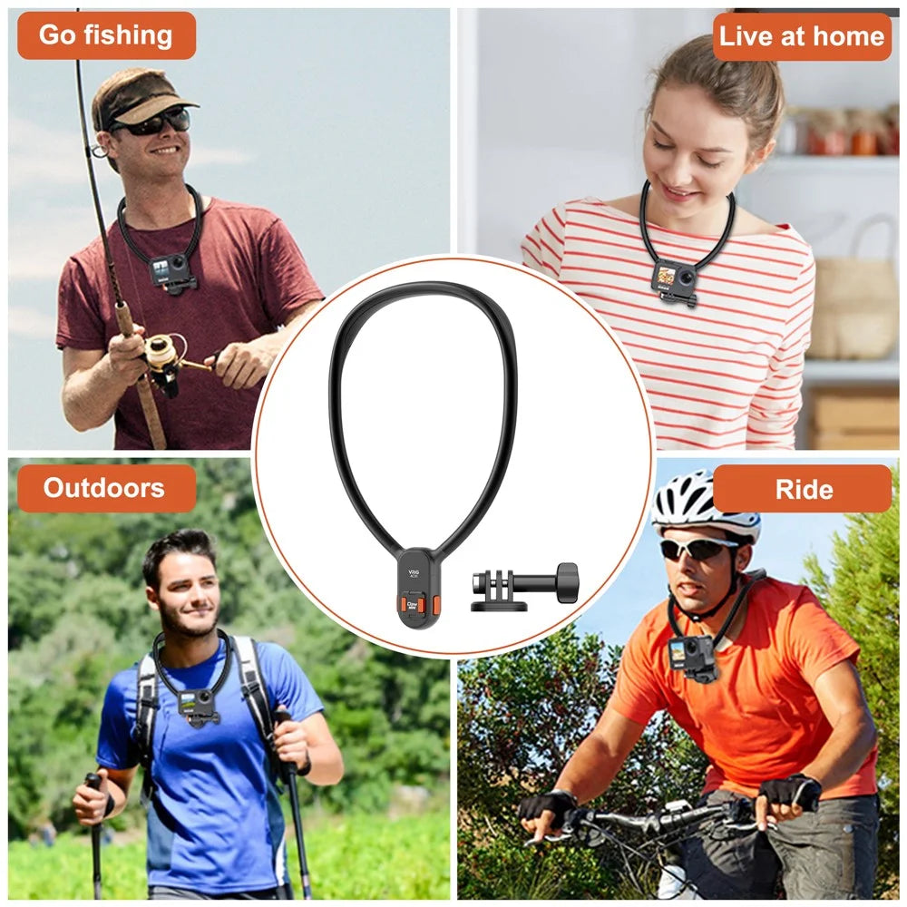 VRIG AC01 Magnetic Neck-Mount Holder for Claw Mini Action Camera Necklace Holder Bracket for Fishing, Biking, Vlogging - 3