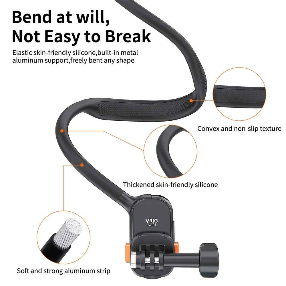 VRIG AC01 Magnetic Neck-Mount Holder for Claw Mini Action Camera Necklace Holder Bracket for Fishing, Biking, Vlogging - 4