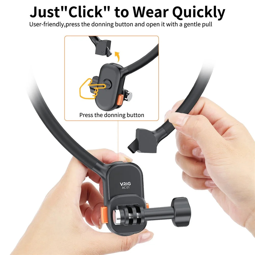 VRIG AC01 Magnetic Neck-Mount Holder for Claw Mini Action Camera Necklace Holder Bracket for Fishing, Biking, Vlogging - 5