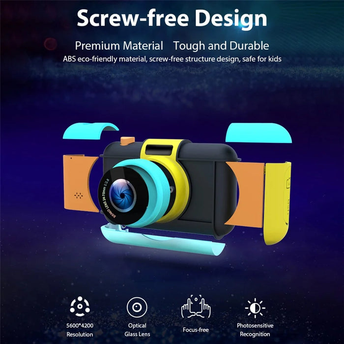 D7 2.4 Inch IPS Screen Dual Lens HD Kids Digital Camera Video Recorder - Splicing Blue - 2