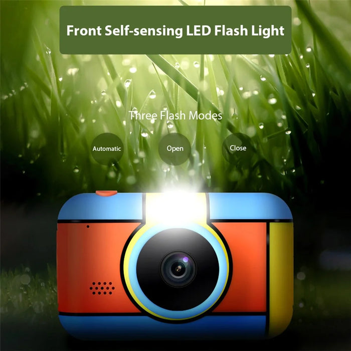 D7 2.4 Inch IPS Screen Dual Lens HD Kids Digital Camera Video Recorder - Splicing Blue - 4