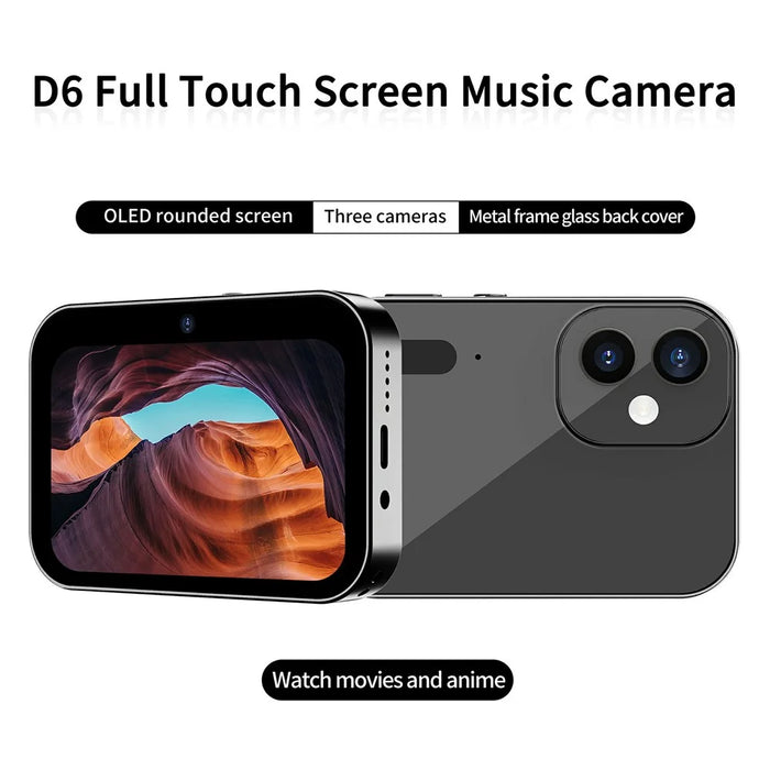 D6 3 Lens CCD Camera 4K Digital Camcorder Touchscreen Card Camera with 8GB Memory Card - Black - 2