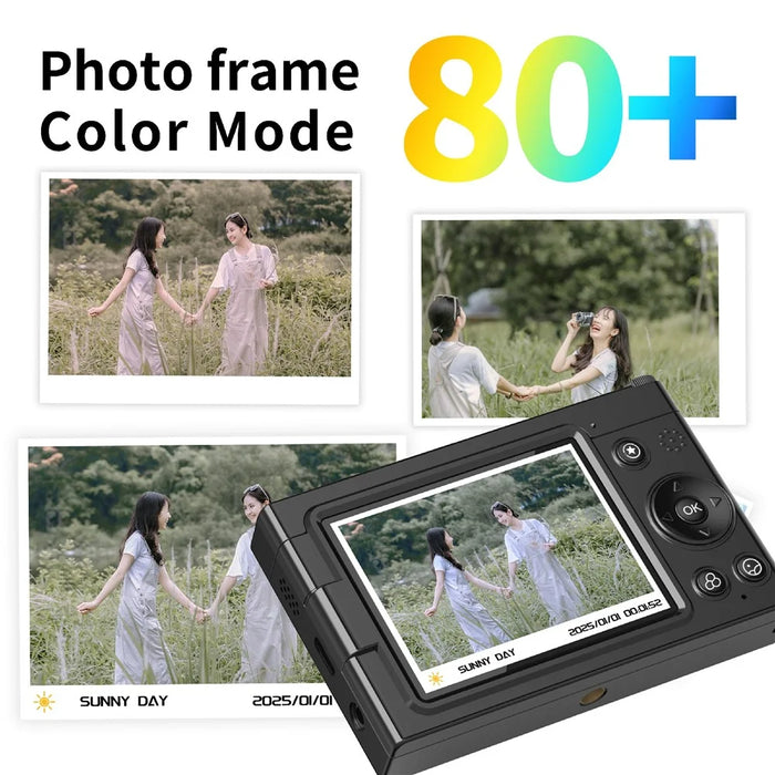 D7 Student Digital Camera 64MP HD CCD WiFi 4K Video Recorder Card Camera with 128GB Memory Card - Black - 5