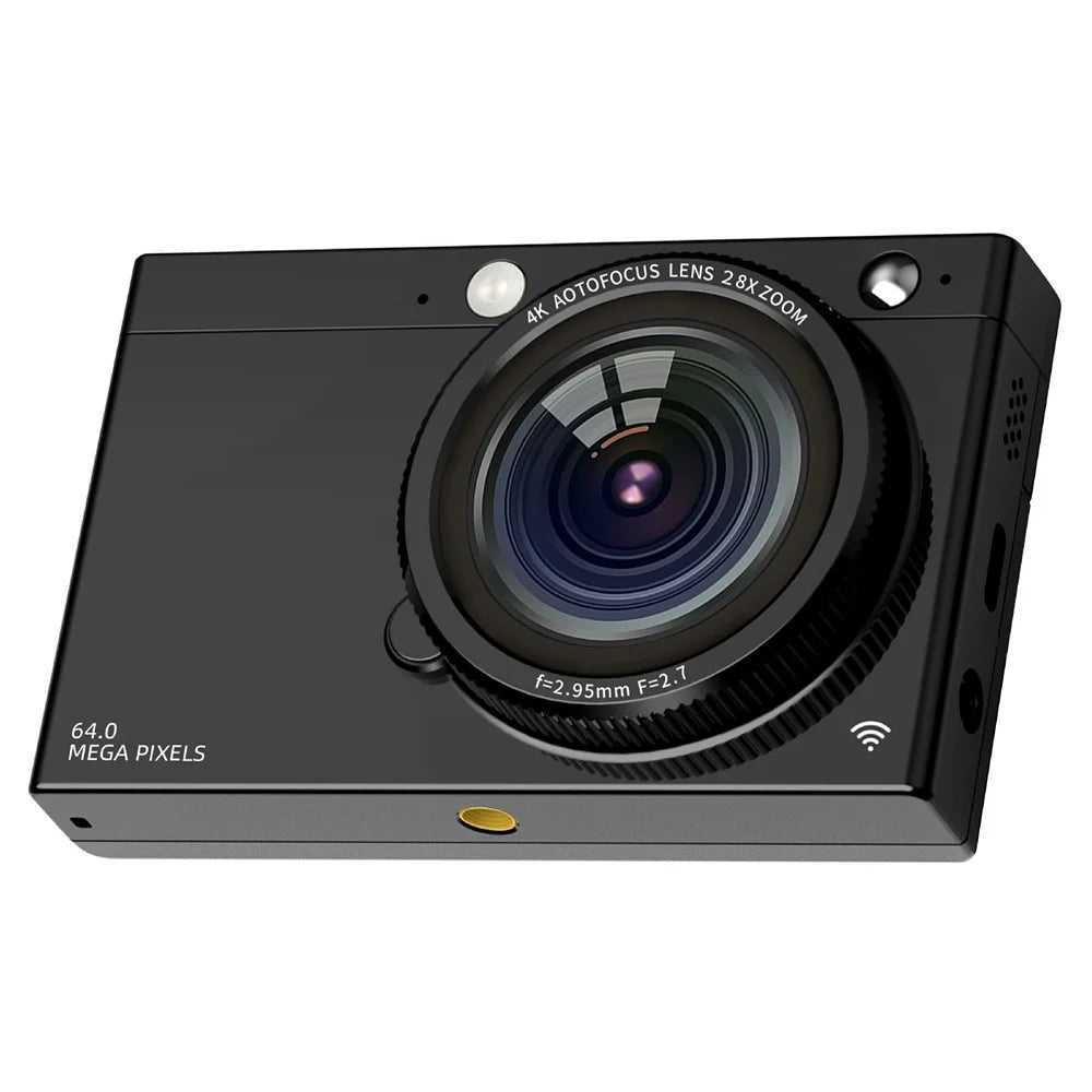 D7 Student Digital Camera 64MP HD CCD WiFi 4K Video Recorder Card Camera with 8GB Memory Card - Black - 1