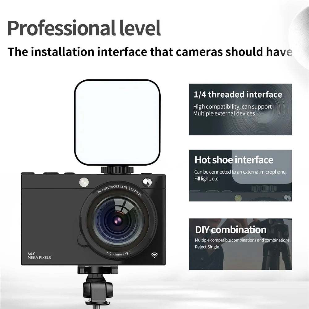 D7 Student Digital Camera 64MP HD CCD WiFi 4K Video Recorder Card Camera with 8GB Memory Card - Black - 4