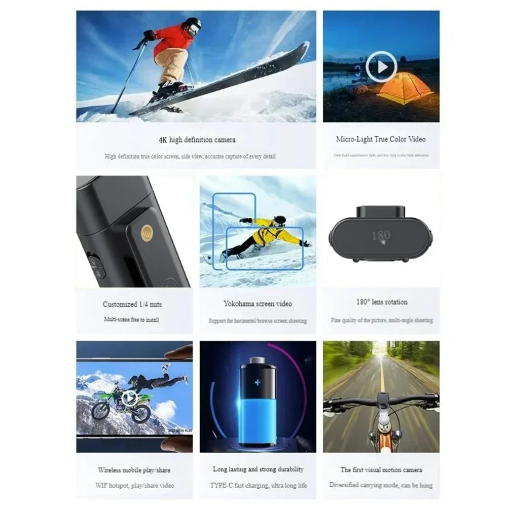 LK2313 Outdoor Sports Cycling WIFI Camera 180 Degree Rotatable Lens IP65 Waterproof HD Action Camera with Back Clip - Black - 3