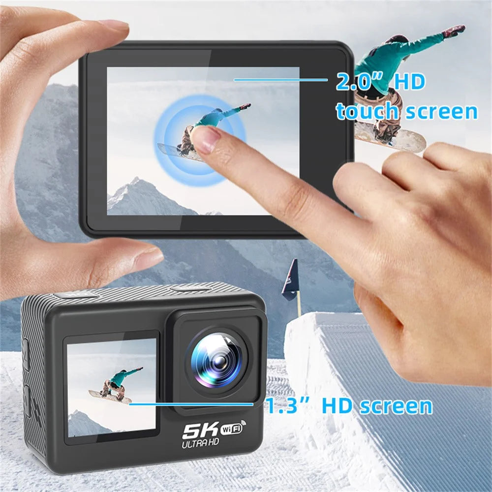 F303AATR 5K Ultra HD Dual Screen Sports Camera EIS Mini Dash Cam with Waterproof Case - 7