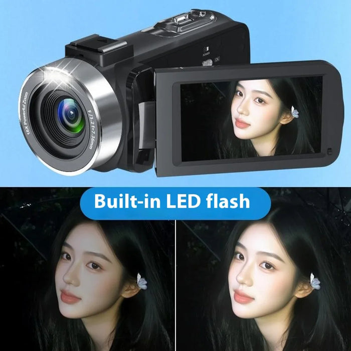 Handheld DV 4K Ultra 80MP Digital Camera with 32GB TF Card / 2 Batteries for Outdoor Travel 18X Digital Zoom 3.0 Inch IPS Screen Camcorder - 2