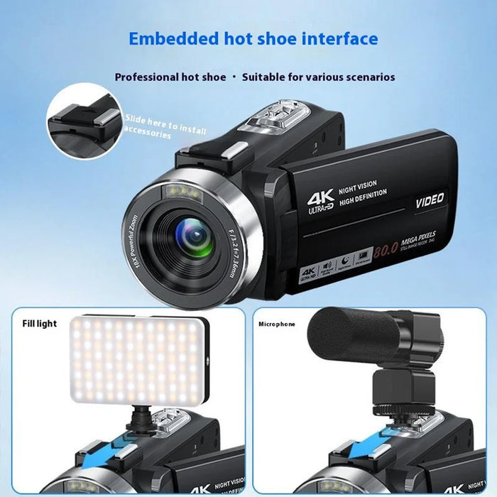 Handheld DV 4K Ultra 80MP Digital Camera with 32GB TF Card / 2 Batteries for Outdoor Travel 18X Digital Zoom 3.0 Inch IPS Screen Camcorder - 3