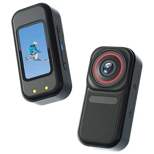 FF006 1.47 Inch HD Screen Thumb Camera with Magnetic Charging Case First Person View Vlogging Mini Camera - Black - 1