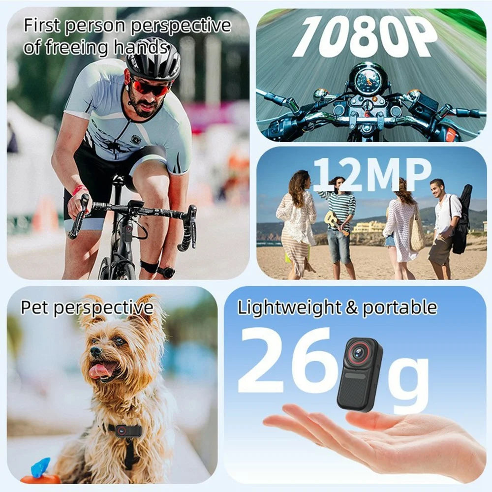 FF006 1.47 Inch HD Screen Thumb Camera with Magnetic Charging Case First Person View Vlogging Mini Camera - Black - 3