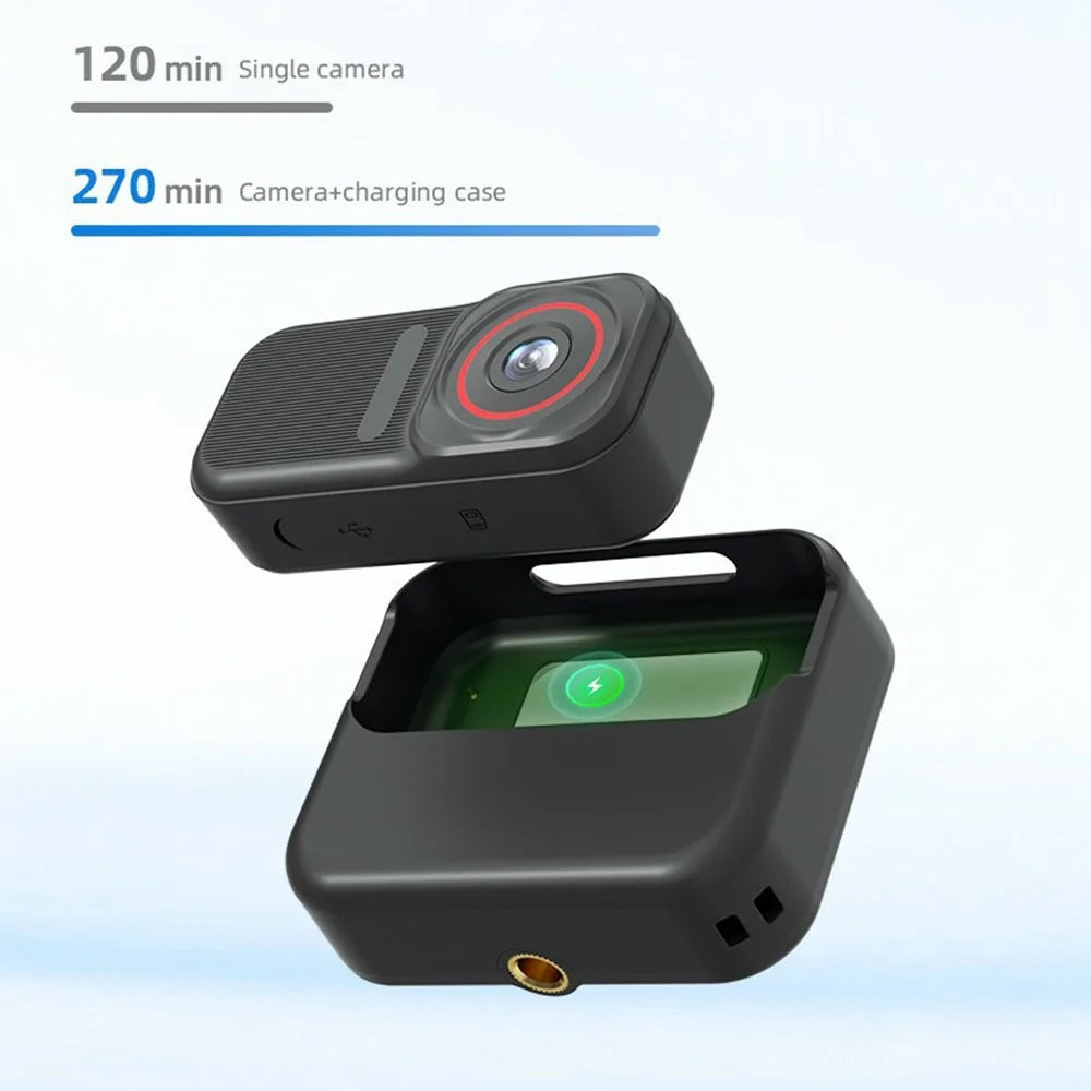 FF006 1.47 Inch HD Screen Thumb Camera with Magnetic Charging Case First Person View Vlogging Mini Camera - Black - 5