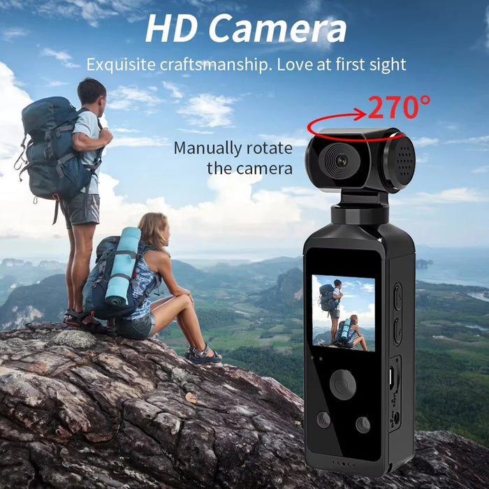 850H 4K Sports Digital Camera with 270 Degree Rotating Lens Action Cam EIS Anti Shake HD Handheld Camcorder - Black - 4