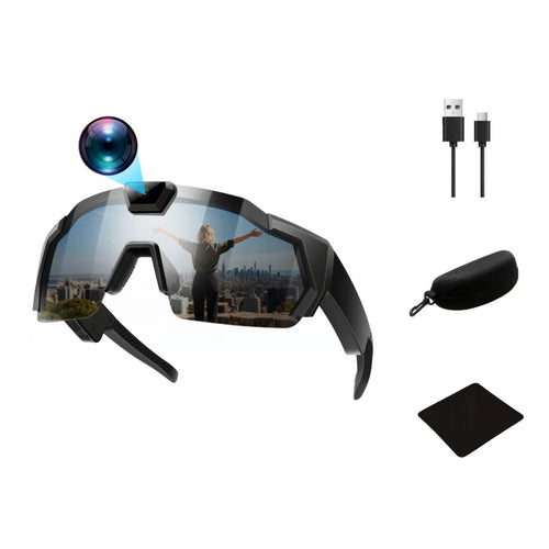 HD 1080P Video Recording Smart Sunglasses APP Control Outdoor Cycling Goggles with Storage Case (No Memory Card) - Style B/Black - 1