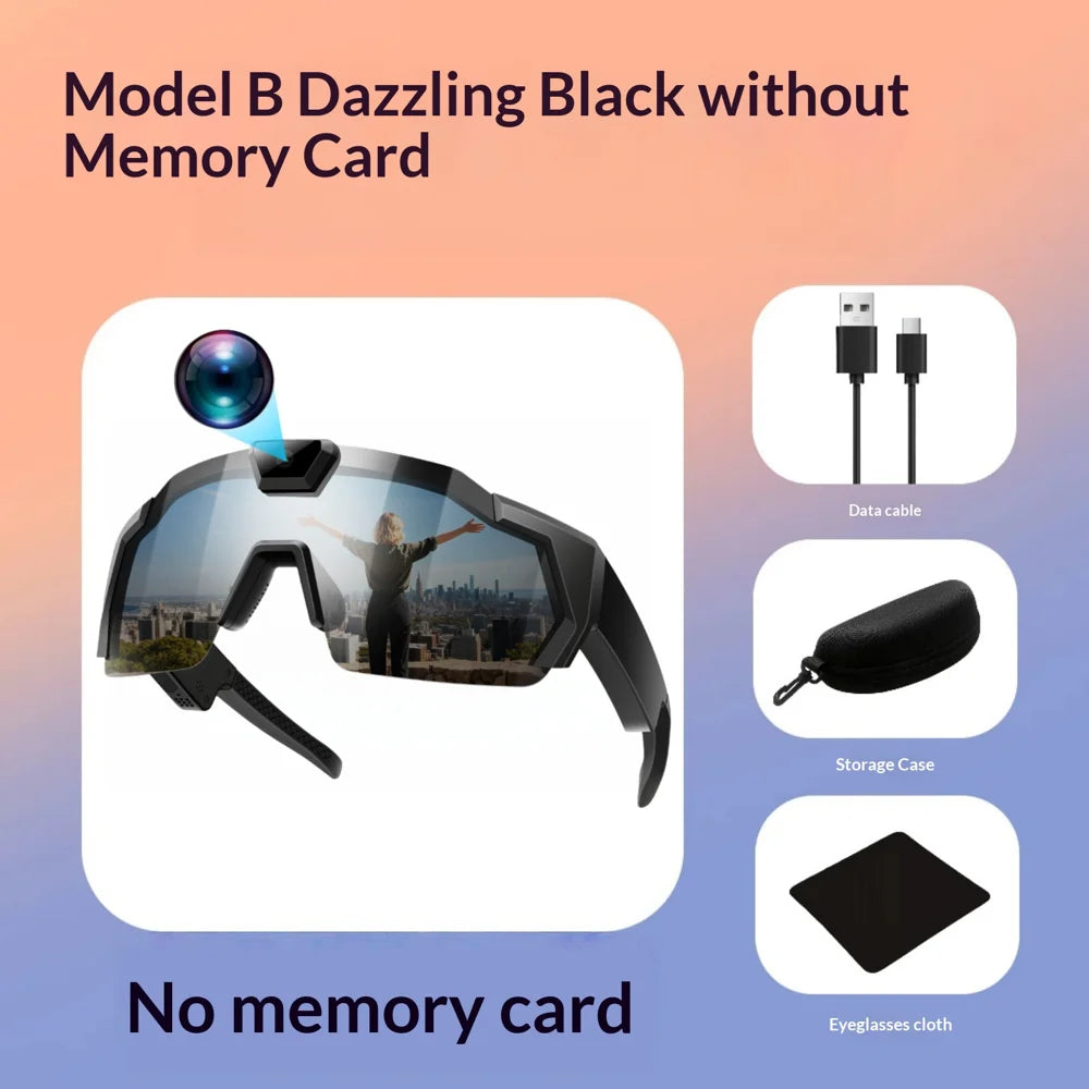 HD 1080P Video Recording Smart Sunglasses APP Control Outdoor Cycling Goggles with Storage Case (No Memory Card) - Style B/Black - 2