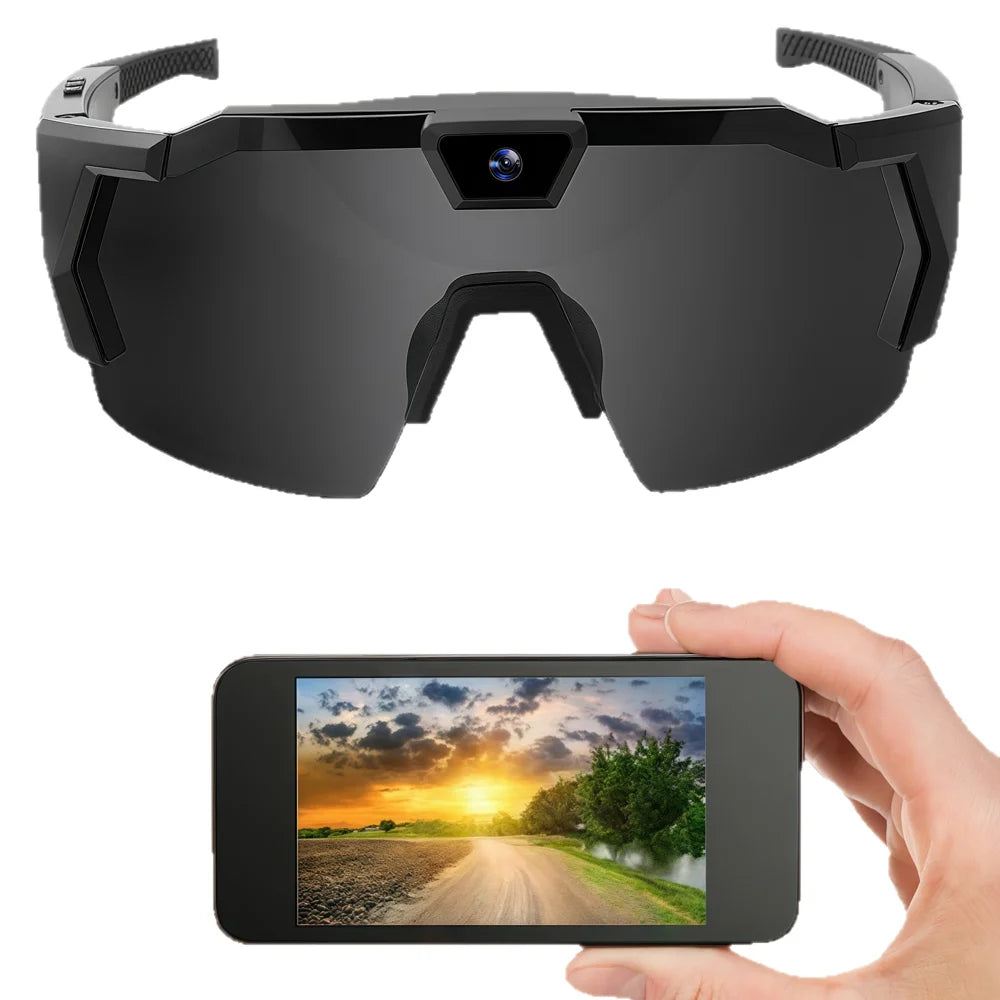 HD 1080P Video Recording Smart Sunglasses APP Control Outdoor Cycling Goggles with Storage Case (No Memory Card) - Style B/Black - 6