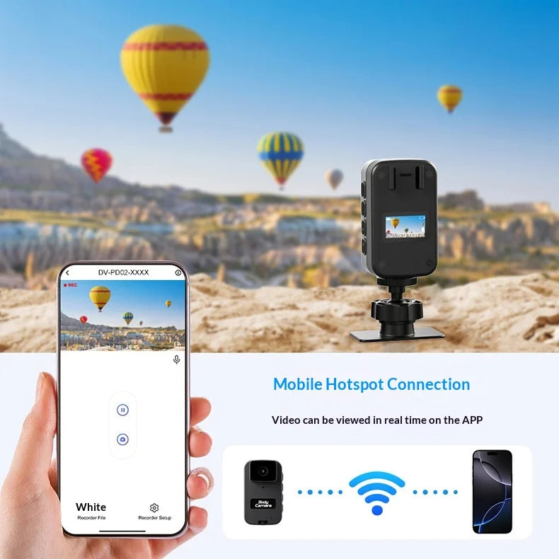 PD02 WiFi Mini Body Camera Waterproof Sports Recorder 0.98 Inch IPS Screen Pocket Cam with Back Clip - Black - 7
