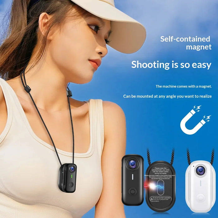 D100 2K Thumb Camera Portable Wearable Camera Magnetic Pocket Camera with Neck Strap (without TF Card) - White - 4