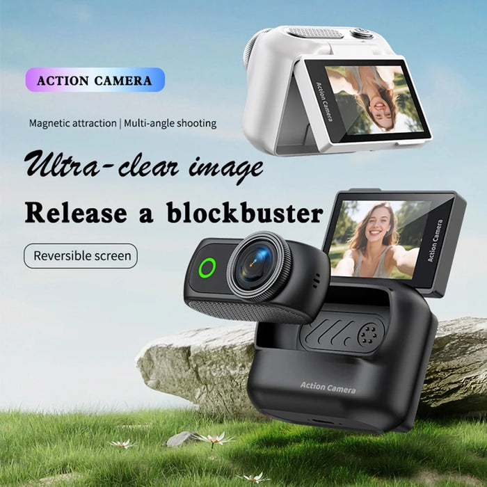 LK-018 Action Camera 2.0 inch Flip Screen 1080P Magnetic Detachable Sports Thumb Camera for Vlog - Black - 3