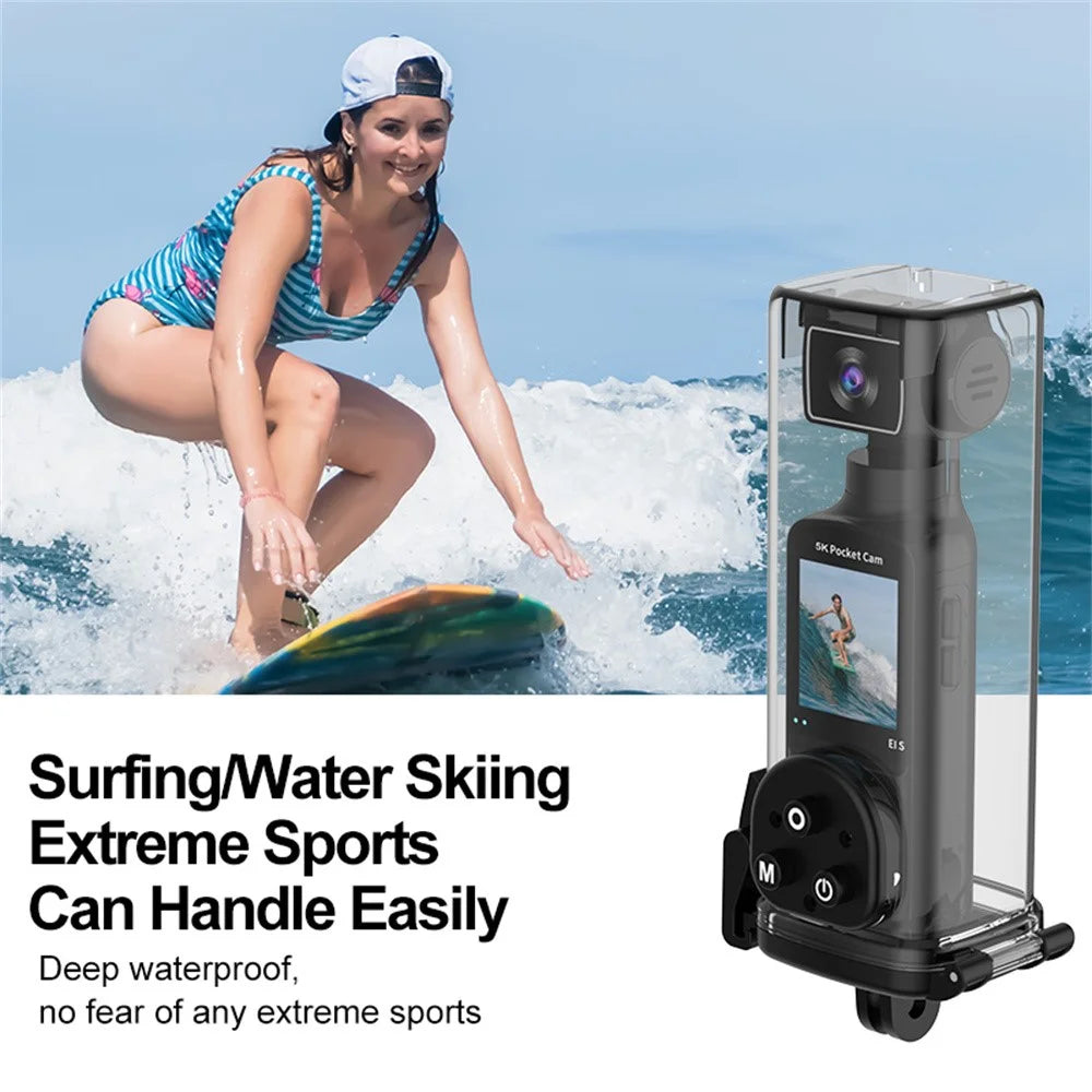 K1 5K Action Camera with Waterproof Case, EIS Stabilization WiFi 1.3" LCD Waterproof Sports Cam - Black - 5