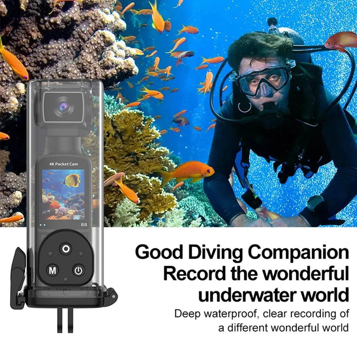 K2 Action Camera 4K Pocket Camera with Waterproof Case, WiFi HD Sports Camera 270 Degree Manual Rotation Cam - Black - 4
