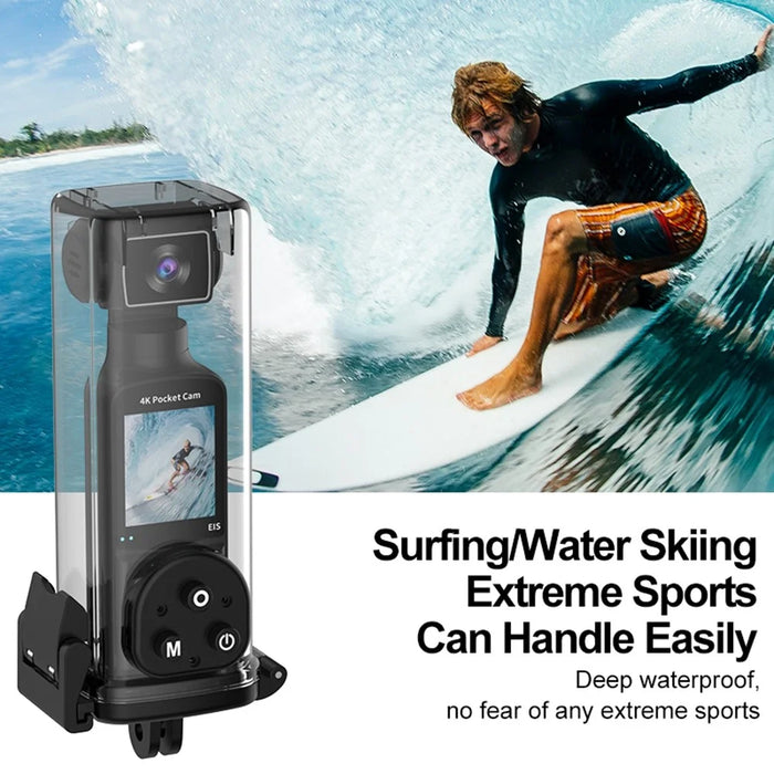 K2 Action Camera 4K Pocket Camera with Waterproof Case, WiFi HD Sports Camera 270 Degree Manual Rotation Cam - Black - 5