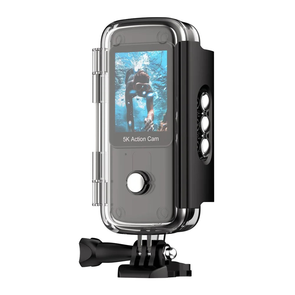 K8 5K 30m Underwater Waterproof Action Camera WiFi Dual Screen Remote Control Camera for Diving Cycling Vlog - Black - 1