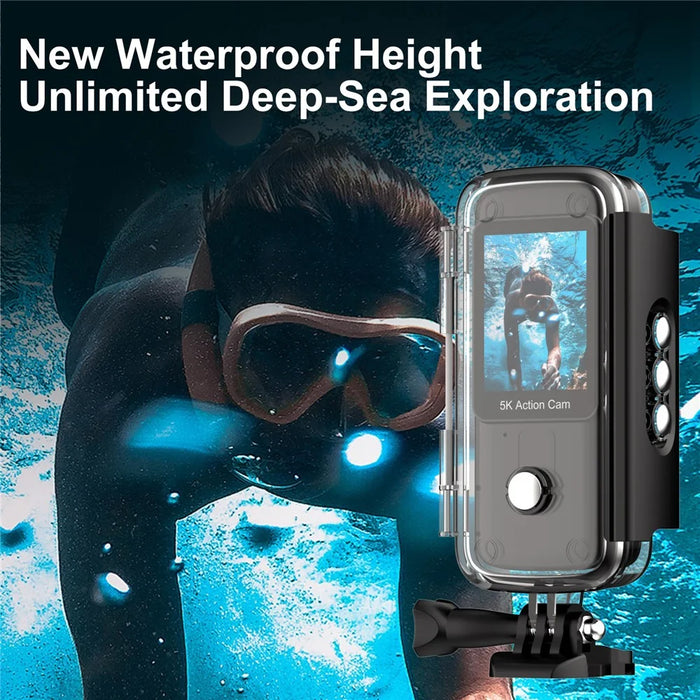 K8 5K 30m Underwater Waterproof Action Camera WiFi Dual Screen Remote Control Camera for Diving Cycling Vlog - Black - 4