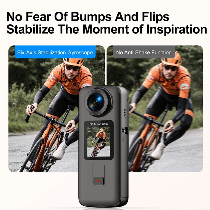 K8 5K 30m Underwater Waterproof Action Camera WiFi Dual Screen Remote Control Camera for Diving Cycling Vlog - Black - 5