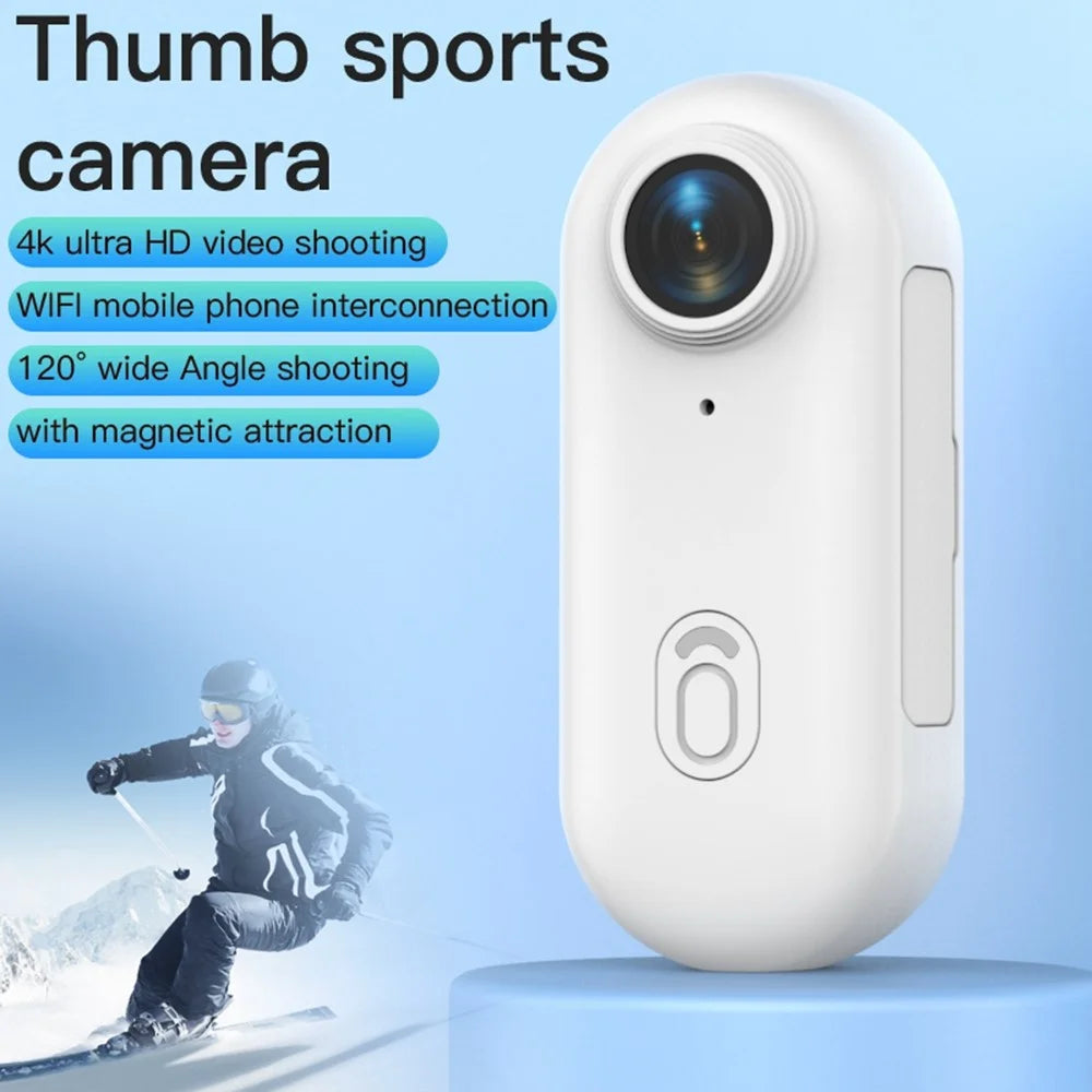 H88 Pro Thumb Sports Camera 4K UHD 120 Degree Wide Angle Magnetic Mini Action Camera for Outdoor Skiing Cycling - White - 2