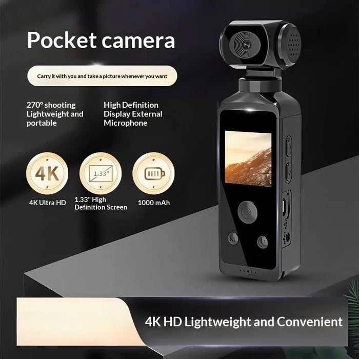 H850 Portable 4K Action Camera EIS Stabilization Handheld Vlog Camera with Waterproof Case - Without Memory Card - 2