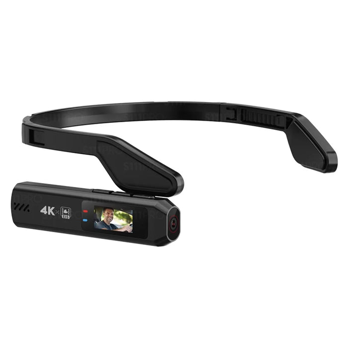 S111PRO First Person View Wearable Camera 0.96 Inch IPS Screen 4K Video Recording Head-Mounted Action Camera for Cycling Fishing - Black - 1