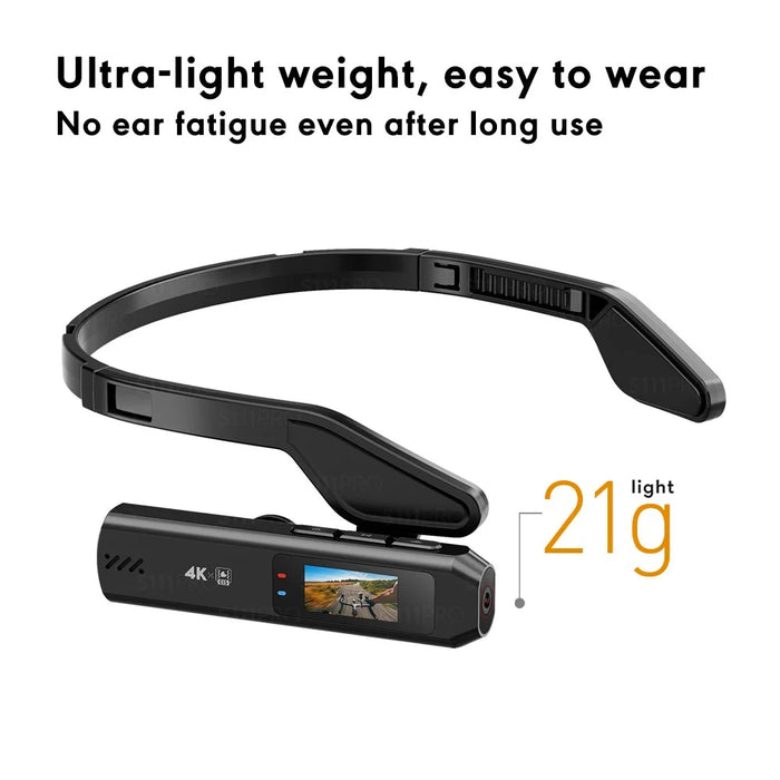 S111PRO First Person View Wearable Camera 0.96 Inch IPS Screen 4K Video Recording Head-Mounted Action Camera for Cycling Fishing - Black - 5