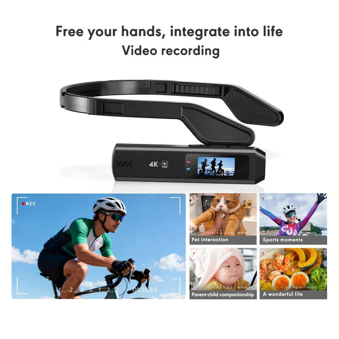 S111PRO First Person View Wearable Camera 0.96 Inch IPS Screen 4K Video Recording Head-Mounted Action Camera for Cycling Fishing - Black - 7