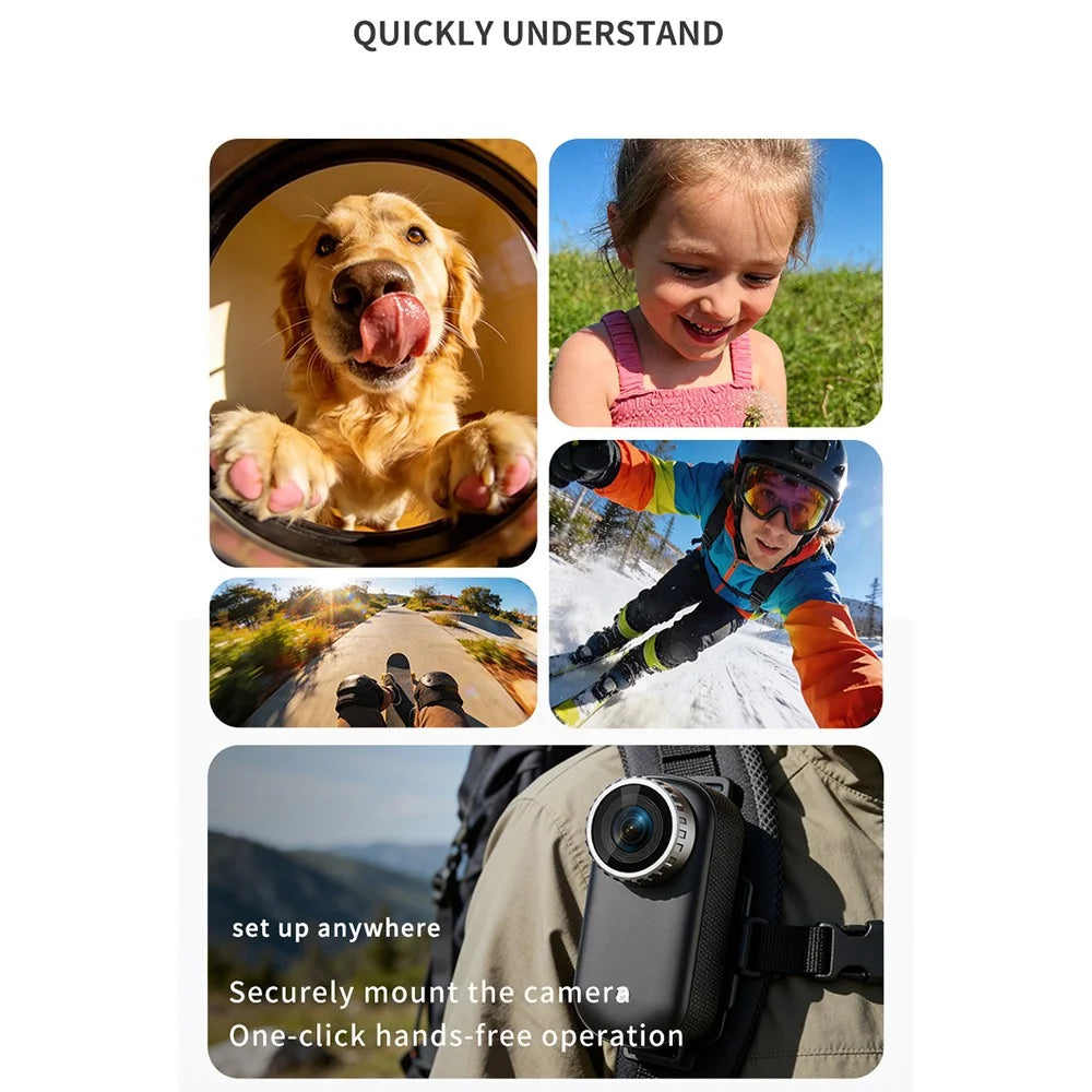 T8 2K Mini Thumb Camera Wide Angle Magnetic IP67 Waterproof Portable Action Camera for Cycling Sports - Black - 5