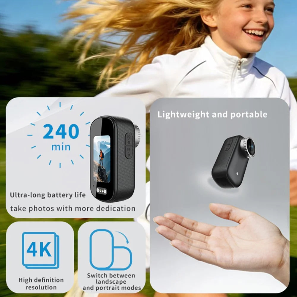 T8 2K Mini Thumb Camera Wide Angle Magnetic IP67 Waterproof Portable Action Camera for Cycling Sports - Black - 6
