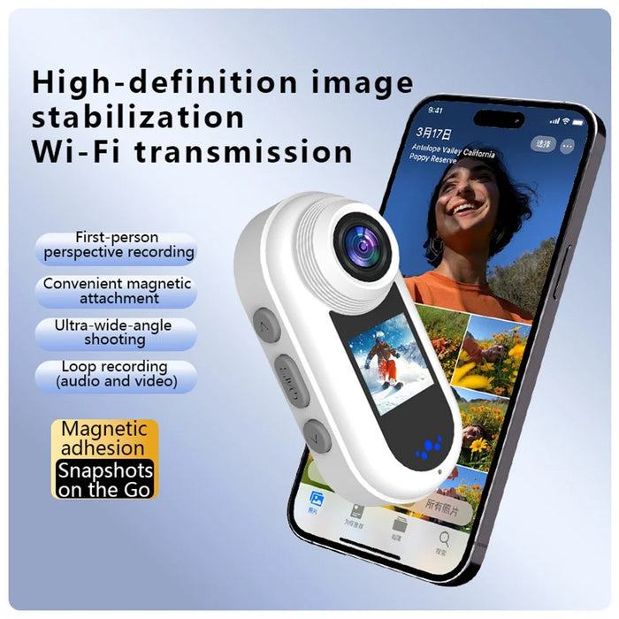 DM50 2K HD Mini Sport Camera 140 Degree Wide Angle Dual Screen Sports Camera for Cycling (Standard Edition) - White - 4