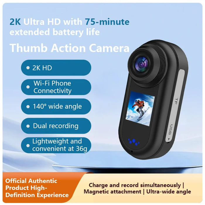 DM50 2K HD Mini Sport Camera 140 Degree Wide Angle Dual Screen Sports Camera for Cycling (High-end Version) - Black - 3