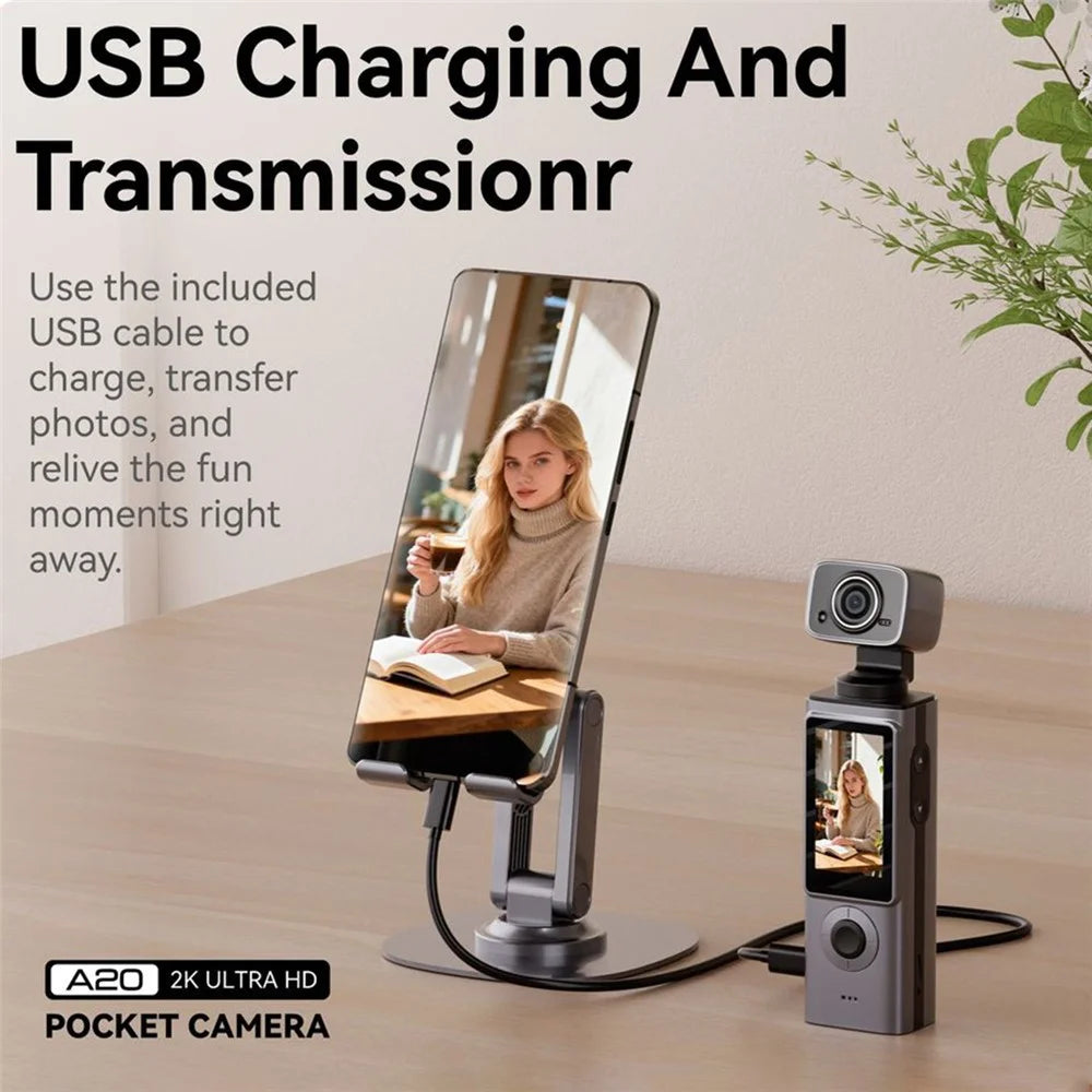 A20 Handheld Action Camera 2K Ultra HD Vlog 330min Battery Life Camera for Outdoor Sports Travel - Black - 4